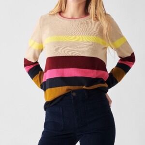 Faherty‎ Multicolor Ollie Striped Cotton Cashmere Blend Sweater Crew Neck Size L